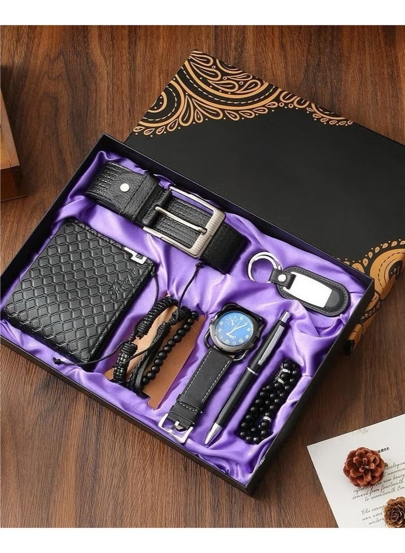 OLUDENIZ Men's Gifts Black Edition Ultimate Men’s Luxury Gift Set with Watch, Wallet & Accessories - Image 1